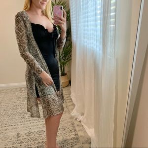 Snakeskin Sheer Long Sleeve Side Slit Kimono